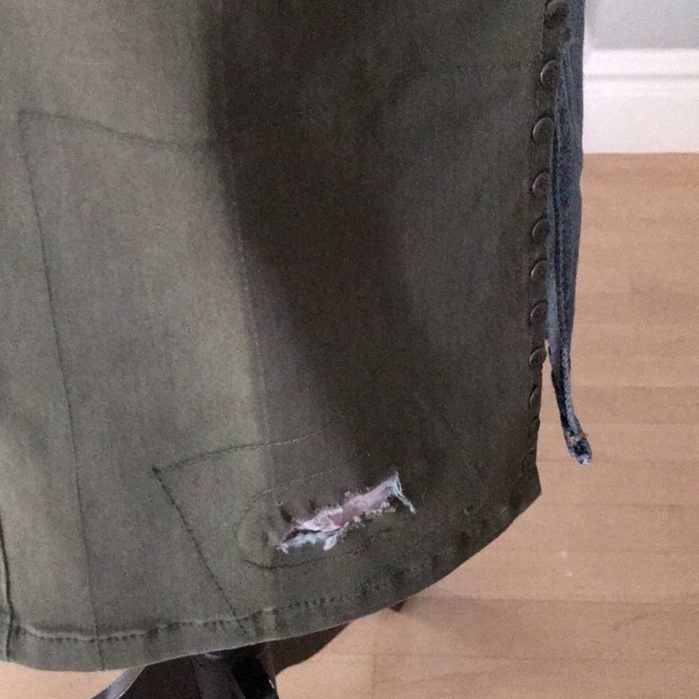 Parasuco ergonomic Jean Skirt Size 4, Green/Denim Blue - Picture 10 of 12